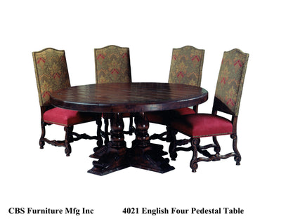 4021 ENGLISH FOUR PEDESTAL DINING TABLE